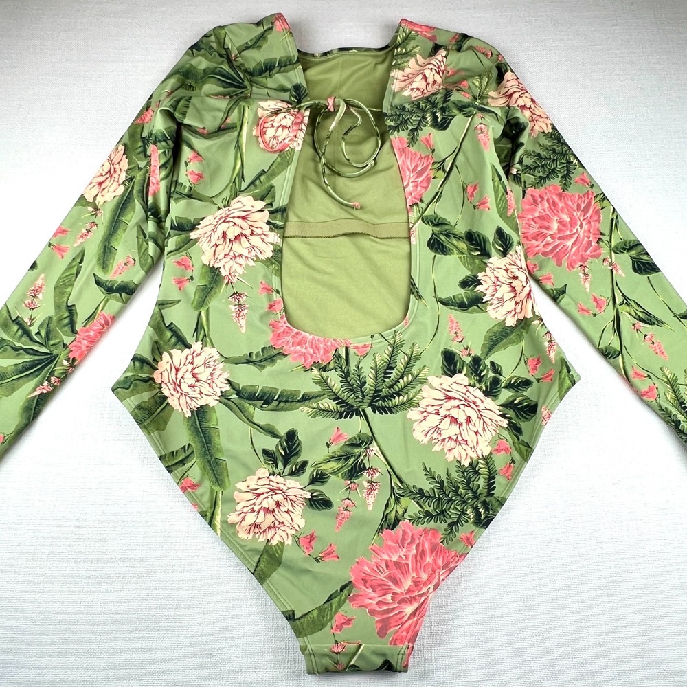 Aquabendita Target Peony Floral Long Sleeve 1 Piece Swimsuit Bodysuit XL/16 NWT - Picture 6 of 15